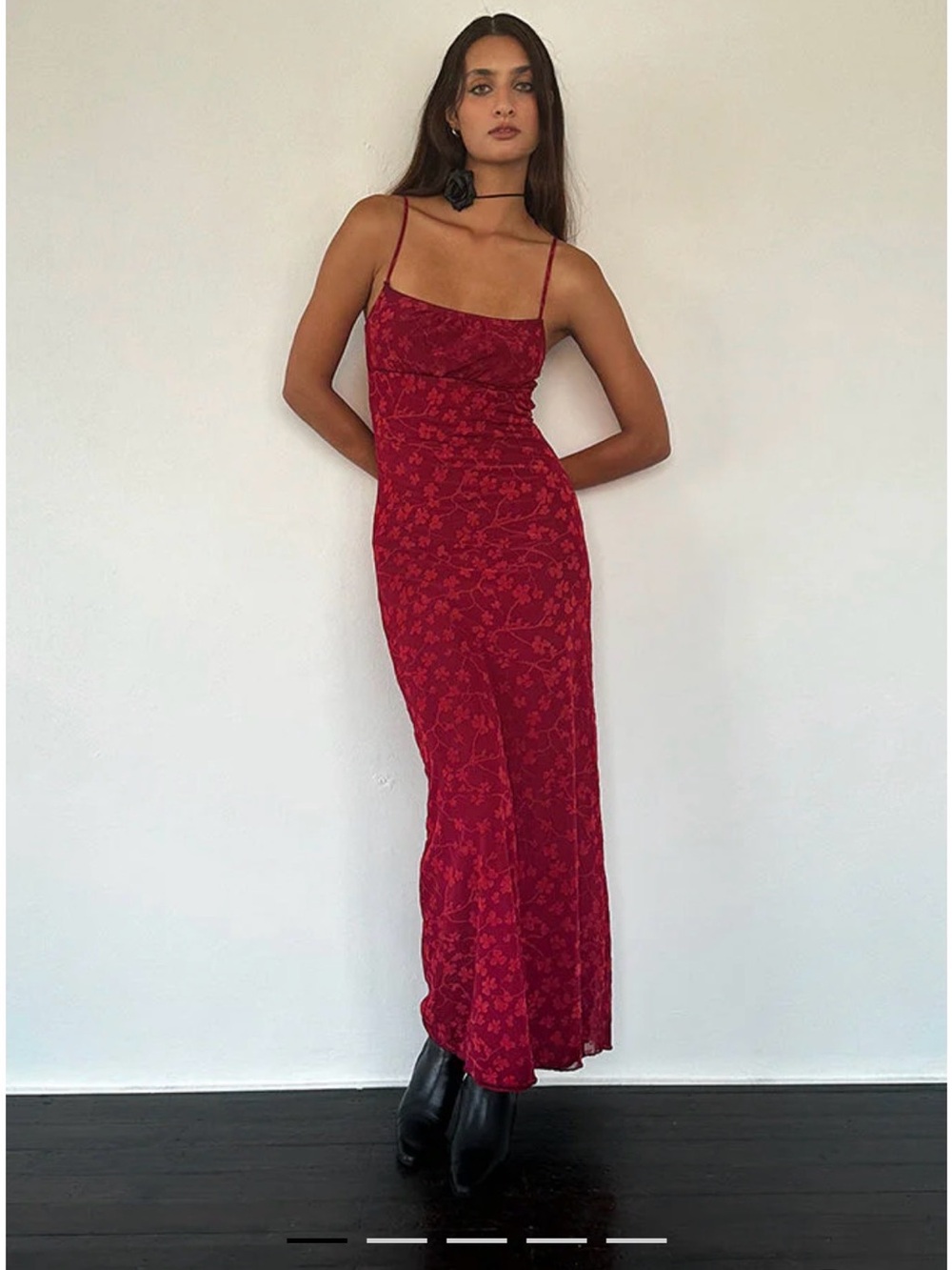 Motel Rocks Red Floral Slip Maxi Dress